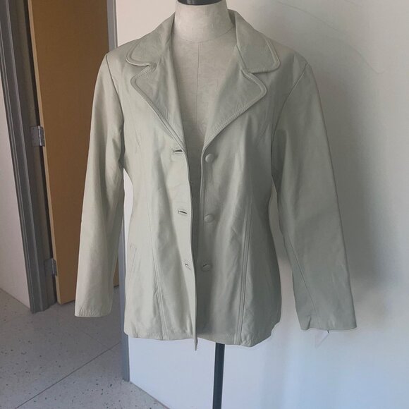 Razo Vintage Womens Jacket Size Large Cream Leather Pockets Casual Mexico - Picture 15 of 16